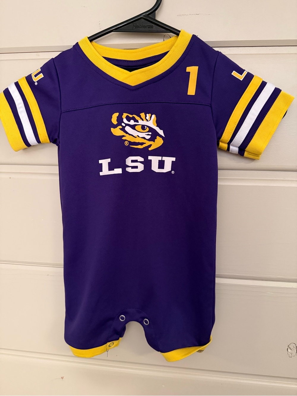 Colosseum Purple and Gold LSU Infant Romper